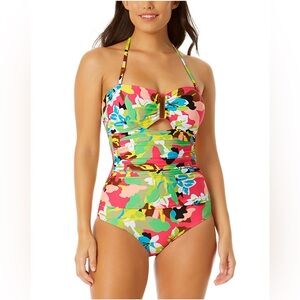 Anne Cole women’s size extra large twist front floral‎ ruched one piece swimsuit
